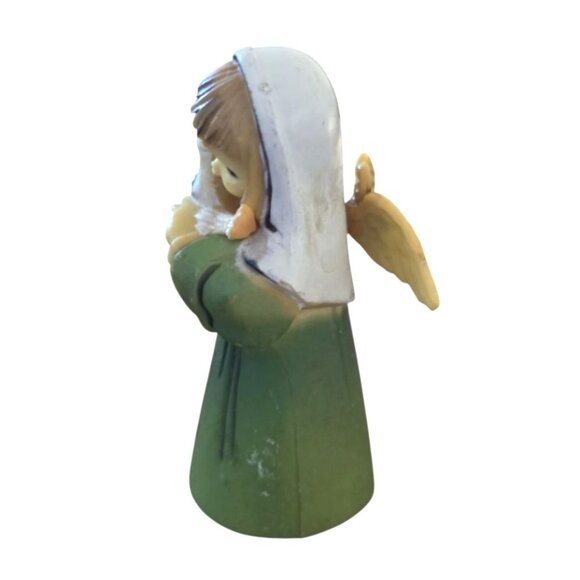 Vintage Hard Plastic Alpine Angel Girl Holding Dove Ornament Hong Kong - Picture 2 of 7